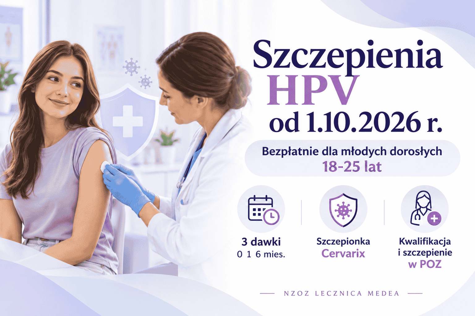 Bezpłatne szczepienie HPV dla młodych dorosłych w Lecznicy Medea